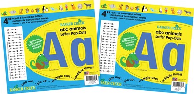 Barker Creek 4 Letter Pop-Out 2-Pack, ABC Animals, 426 Characters/Set (BC3630)