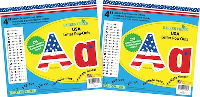 Barker Creek 4 Letter Pop-Out 2-Pack, USA, 510 Characters/Set (BC3632)