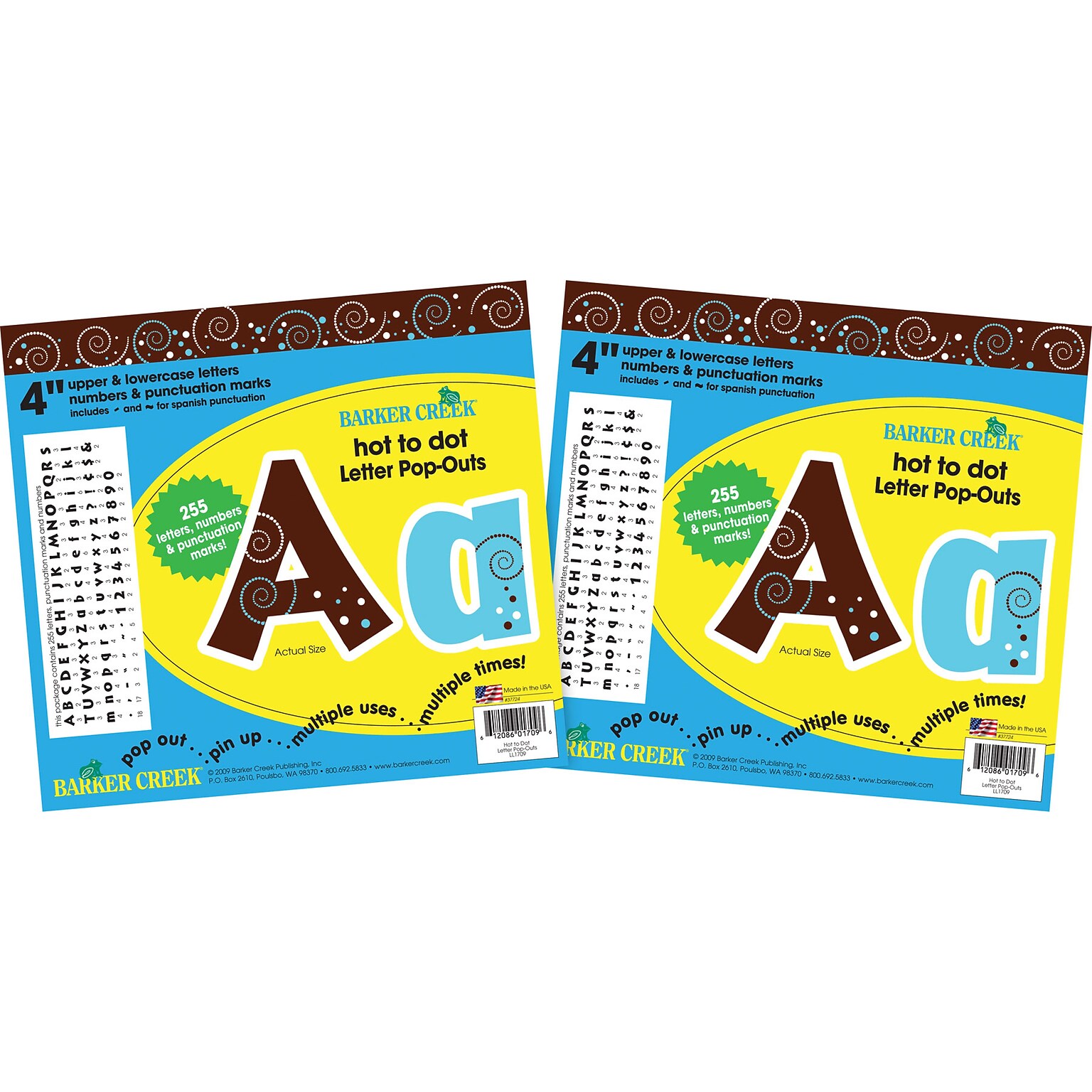 Barker Creek 4 Letter Pop-Out 2-Pack, Hot to Dot, 510 Characters/Set (BC3633)