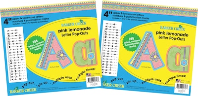 Barker Creek 4 Letter Pop-Out 2-Pack, Pink Lemonade, 510 Characters/Set (BC3640)
