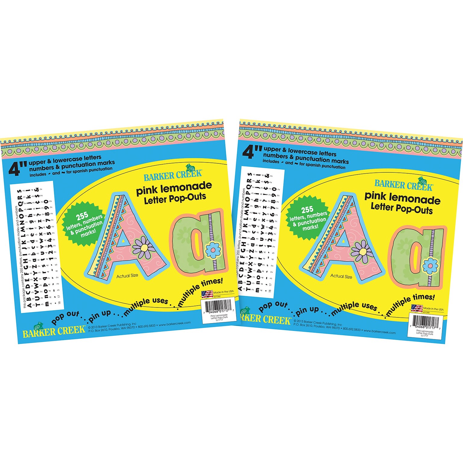 Barker Creek Pink Lemonade  4 Letters and Numbers, Multicolored, 510/Pack (BC3640)