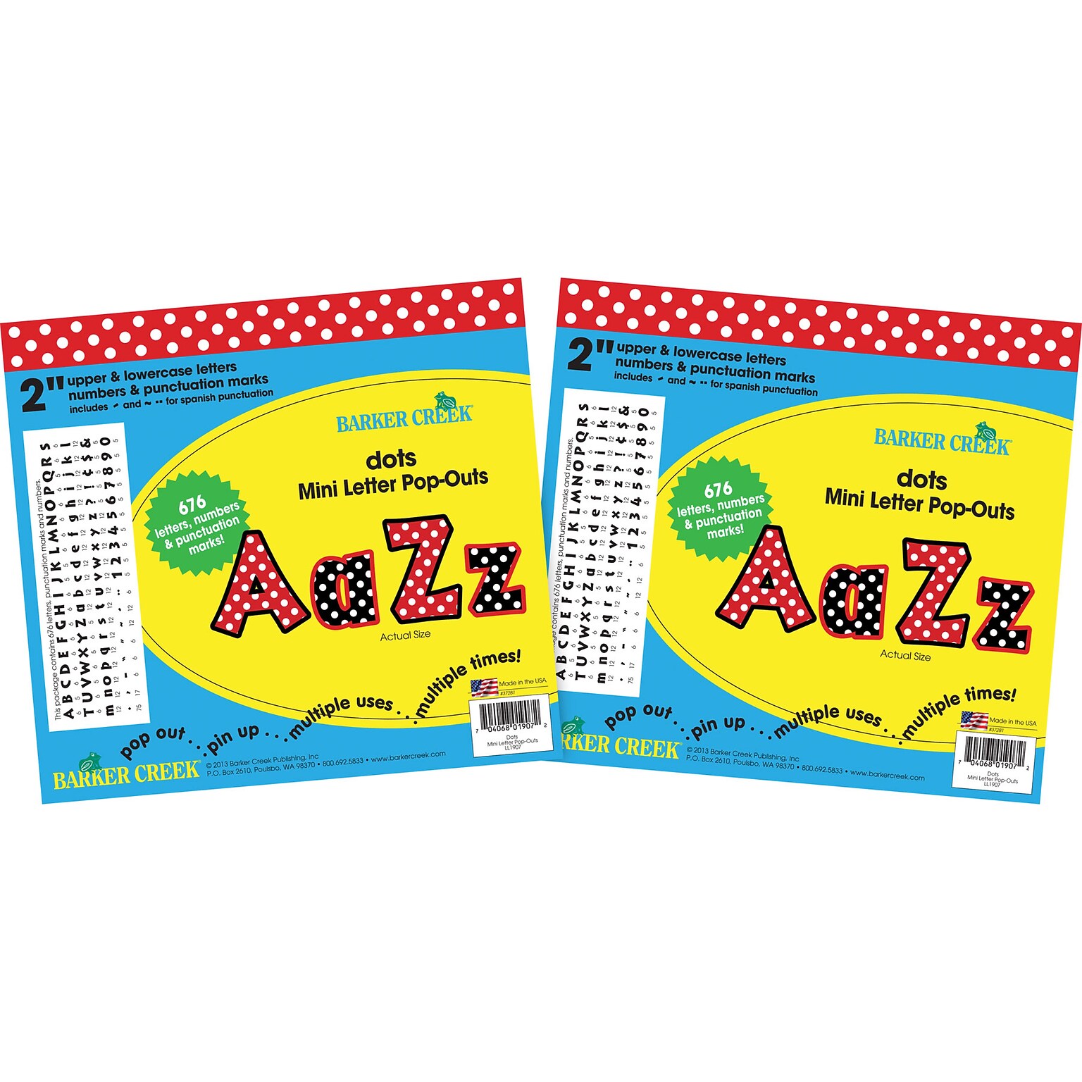Barker Creek Dots  2 Letters and Numbers, Multicolored, 1352/Pack (BC3655)