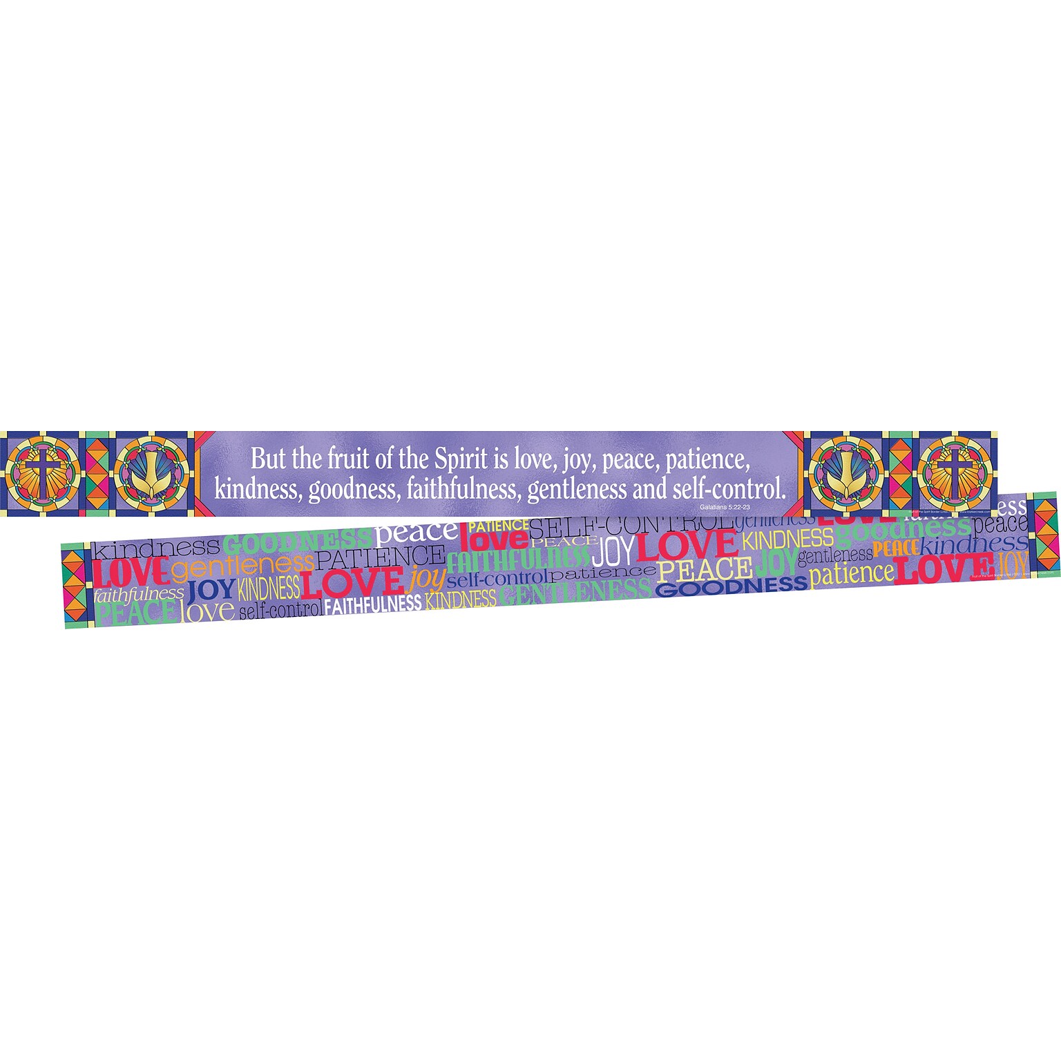Barker Creek Double-Sided Border with Scripture, 35 x 3, Fruit of the Spirit, 24/Pack (BC3677)