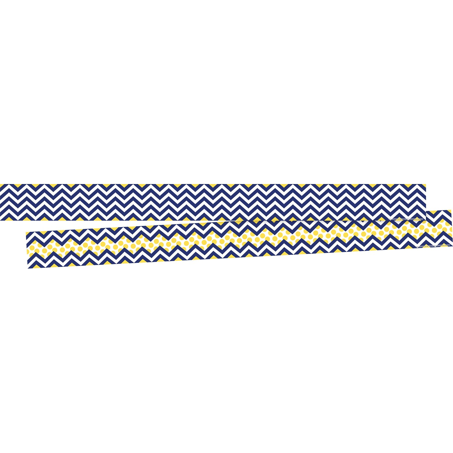 Barker Creek Double-Sided Border, 35 x 3, Navy & Yellow Chevron, 24/Pack (BC3694)