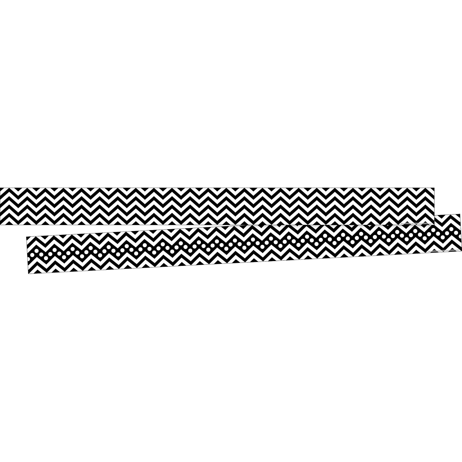 Barker Creek Double-Sided Border, 35 x 3, Black & White Chevron, 24/Pack (BC3695)