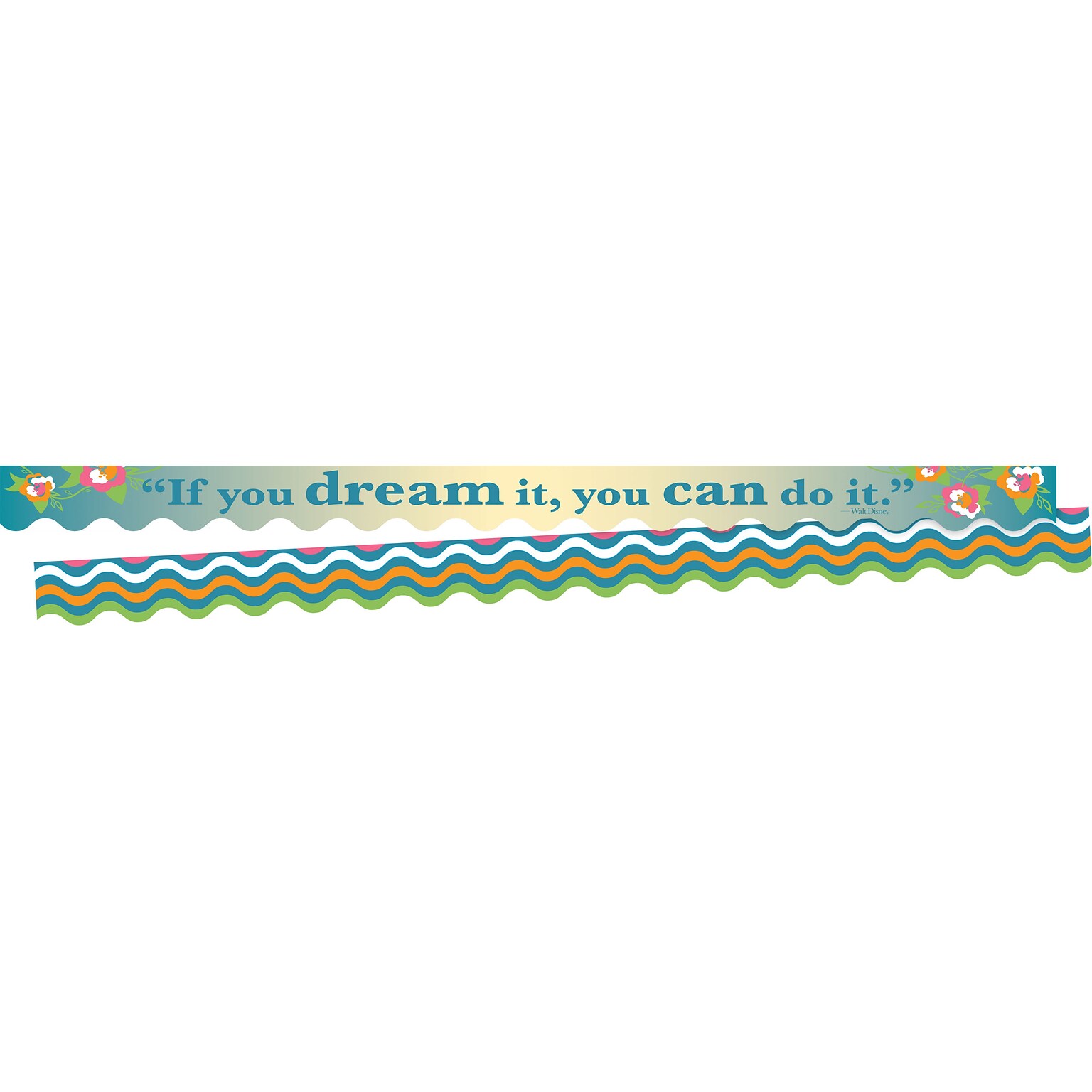 Barker Creek Double-Sided Scalloped Border with Quote, 36 x 2.25, You Can Do It!, 26/Pack (BC3699)