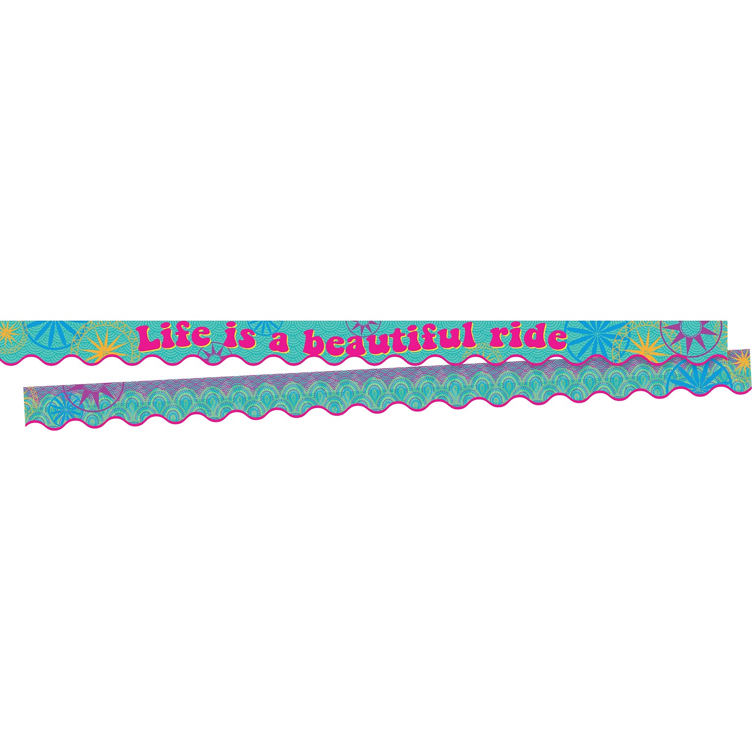 Barker Creek Double-Sided Scalloped Border with Quote, 36 x 2.25, Life is Beautiful, 26/Pack (BC3700)