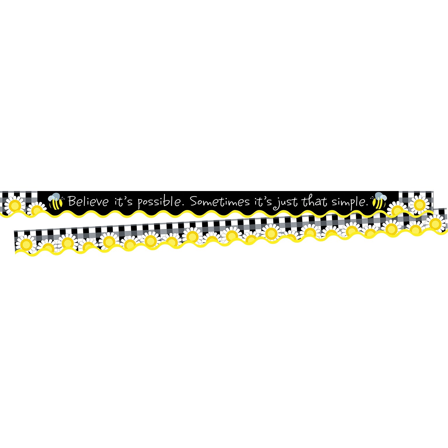 Barker Creek Double-Sided Scalloped Border with Quote, 36 x 2.25, Believe its Possible, 26/Pack (BC3702)