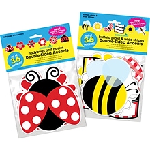 Barker Creek Ladybugs & Bumblebees Accent 2-Pack (2 designs), 72 Pieces/Set (BC3711)