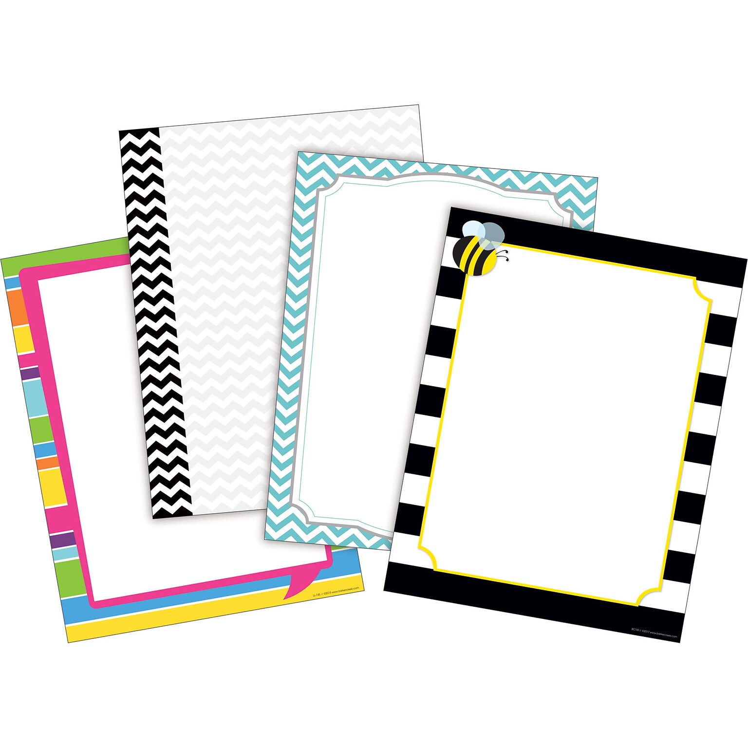 Barker Creek Chevron & Stripes Computer Paper, 8.5 x 11, 60 lbs., Assorted Colors, 200 Sheets/Pack (BC3723)