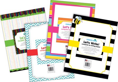 Barker Creek Chevron & Stripes Computer Paper, 8.5 x 11, 60 lbs., Assorted Colors, 200 Sheets/Pack