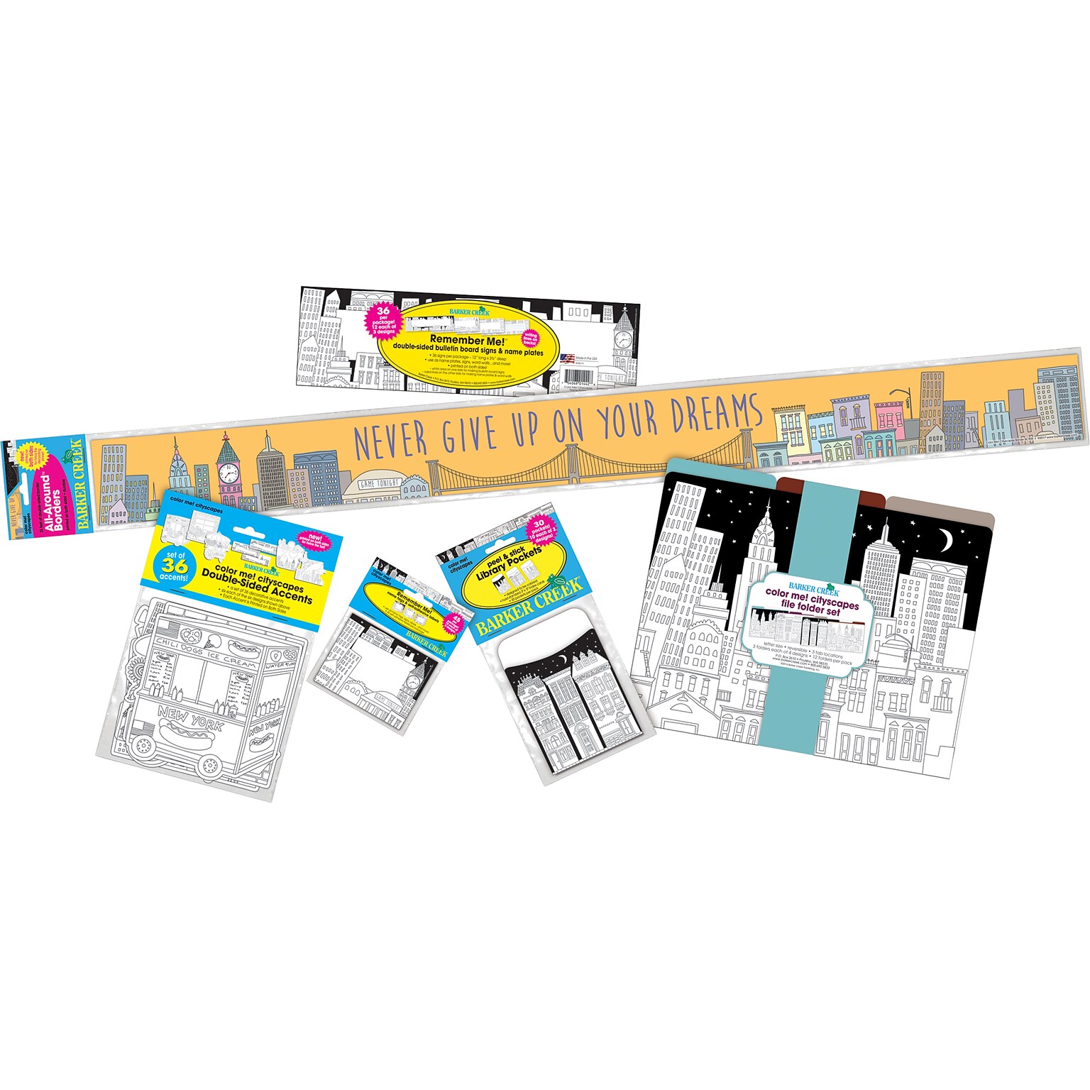 Barker Creek Color Me! Cityscapes All Inclusive Décor Set, 171 Pieces/Set (BC3728)