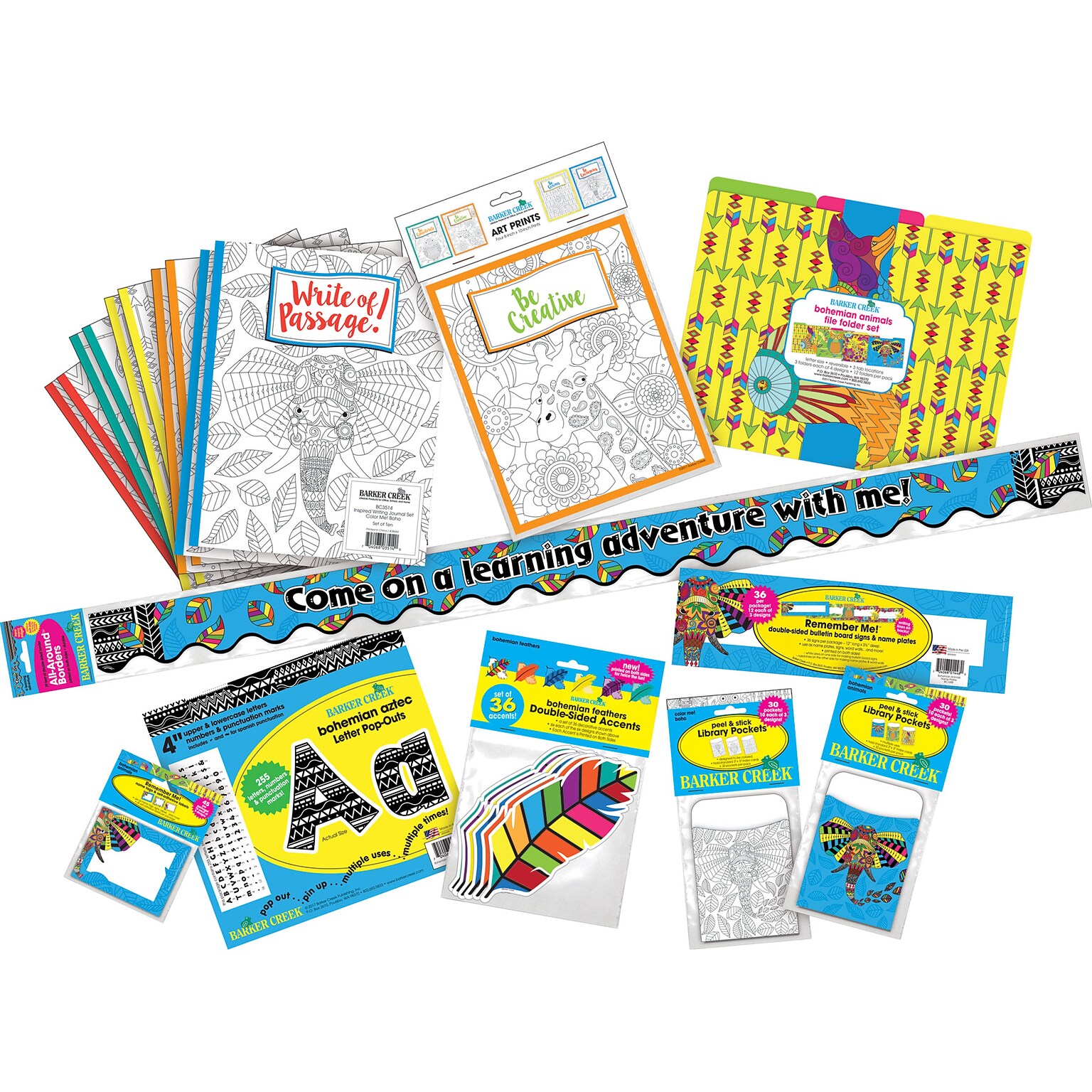 Barker Creek Bohemian Animal Décor and Journal Set, 471 Pieces/Set (BC3729)
