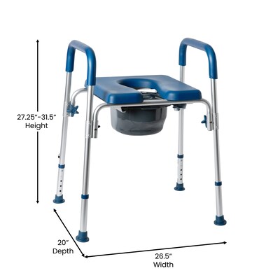 Flash Furniture Hercules Shower Commode Chair with Safety Rail, Blue (DCHY6458LBL)