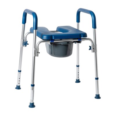 Flash Furniture Hercules Shower Commode Chair with Safety Rail, Blue (DCHY6458LBL)