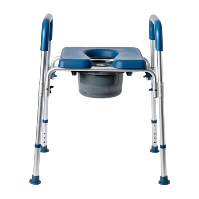 Flash Furniture Hercules Shower Commode Chair with Safety Rail, Blue (DCHY6458LBL)