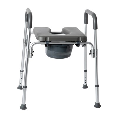Flash Furniture Hercules Shower Commode Chair with Safety Rail, Gray (DCHY6458LGRY)