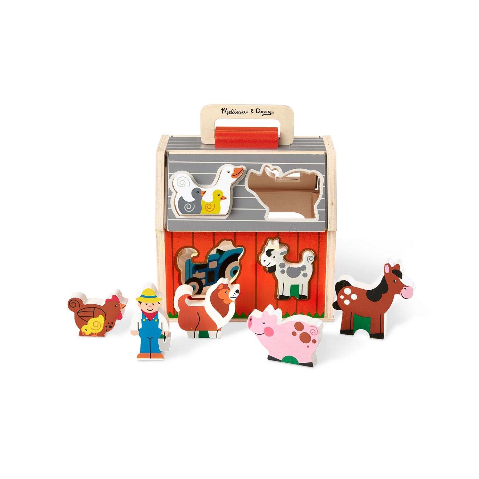 Melissa & Doug Wooden Take-Along Sorting Barn Toy (30149)