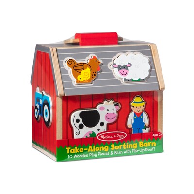 Melissa & Doug Wooden Take-Along Sorting Barn Toy (30149)