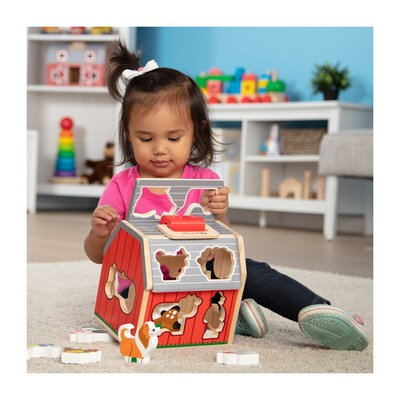 Melissa & Doug Wooden Take-Along Sorting Barn Toy (30149)