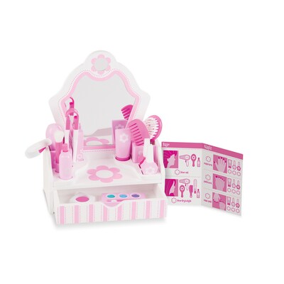 Melissa & Doug Wooden Beauty Salon Play Set with Vanity and Accessories (3026)