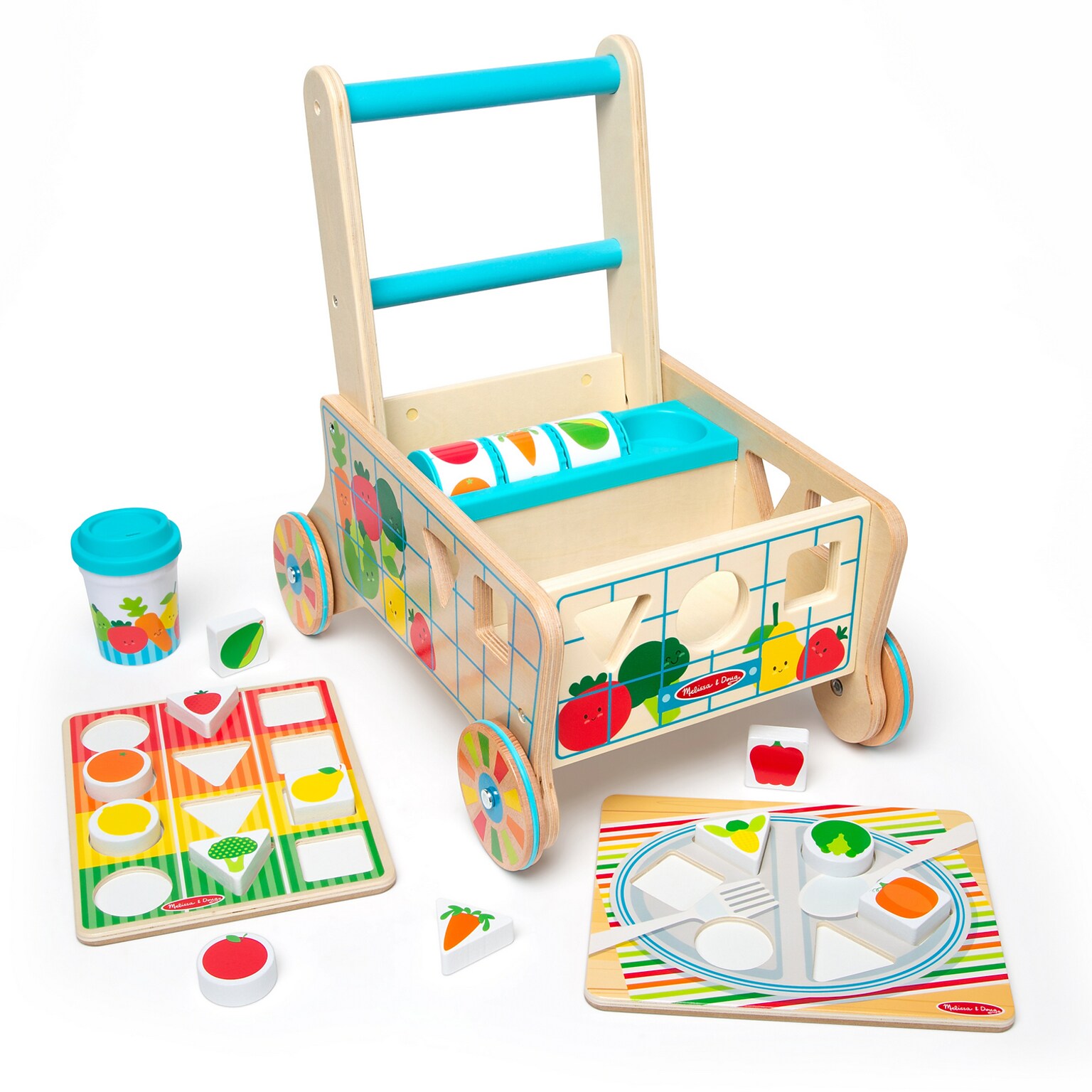 Melissa & Doug Wooden Shape Sorting Grocery Cart (30732)