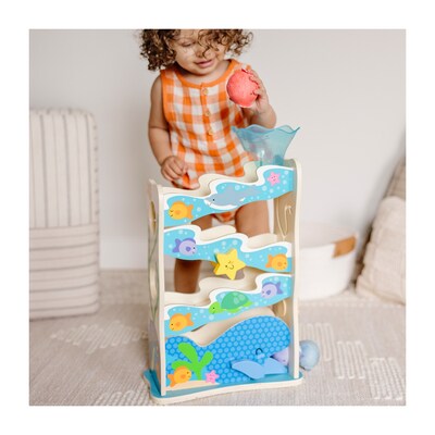 Melissa & Doug Rollables Wooden Ocean Slide Infant and Toddler Toy, 5 Pieces