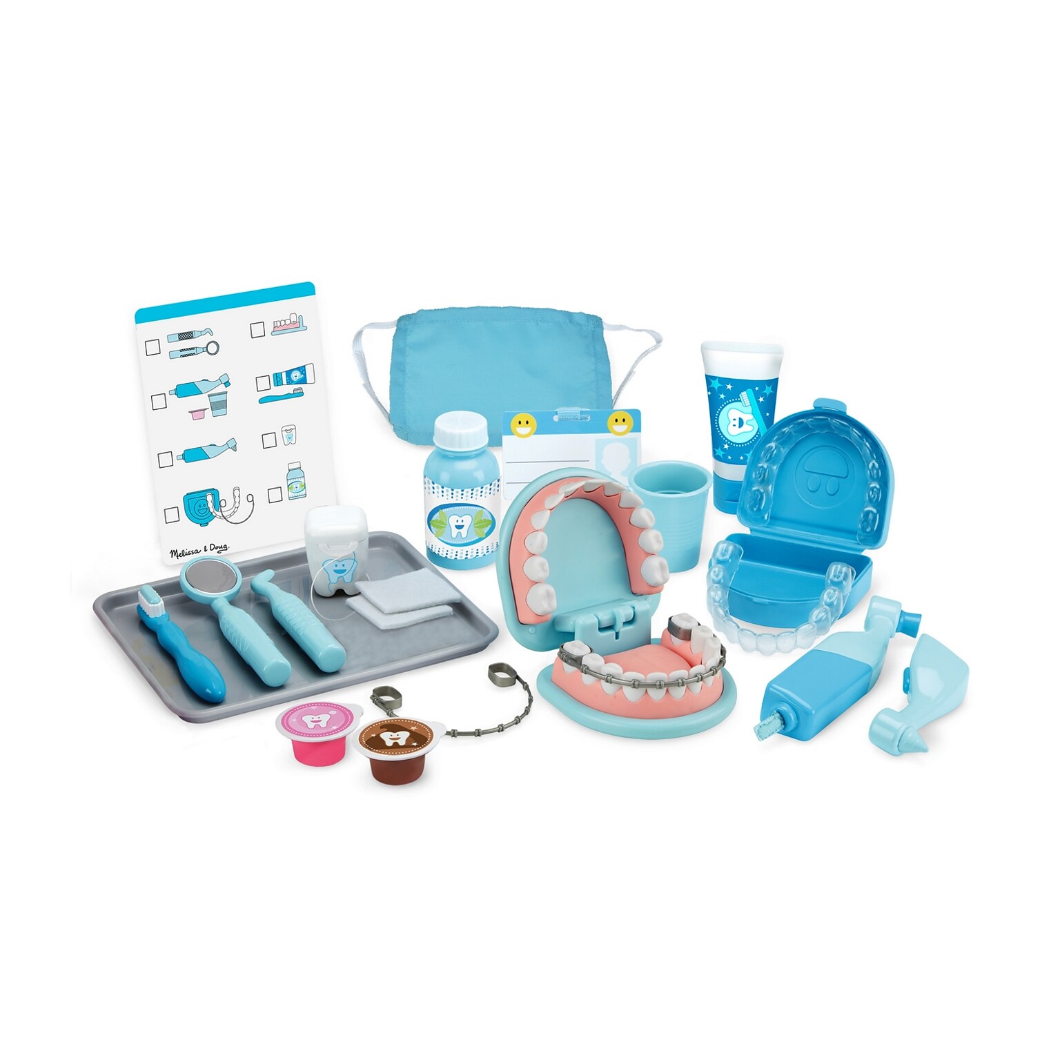 Melissa & Doug Super Smile Dentist Kit With Pretend Play Set of Teeth And Dental Accessories, 25 Pieces (8611)