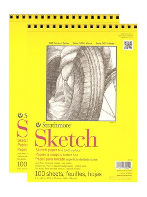 Strathmore 300 Series 12 x 9 Sketch Pad, 100 Sheets/Pad (26777-PK2)