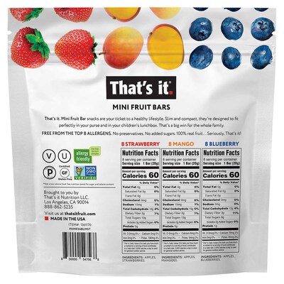 That's it Gluten Free Mini Fruit Bars Variety Pack, 16.8 oz.., 24/Pack (220-02260)