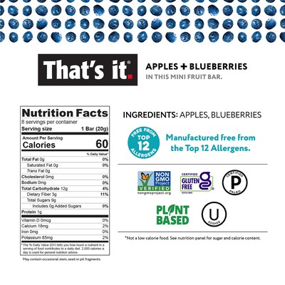 That's it Gluten Free Mini Fruit Bars Variety Pack, 16.8 oz.., 24/Pack (220-02260)