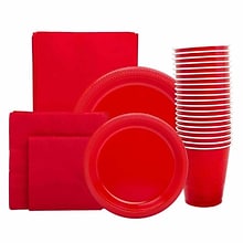 JAM PAPER Party Supply Assortment, Red, Plates, Napkins, Cups & Tablecloth, 6/Pack (255PPRES)