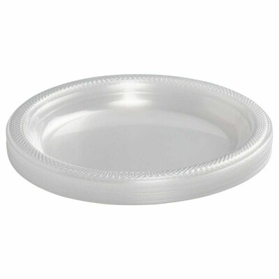 JAM PAPER Round Party Plates, 9 inch, Plastic, Clear, 60/Pack  (9255320679S)