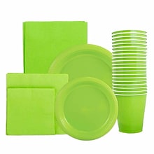 JAM PAPER Party Supply Assortment, Lime Green, Plates, Napkins, Cups & Tablecloth, 6/Pack (255PPGRES