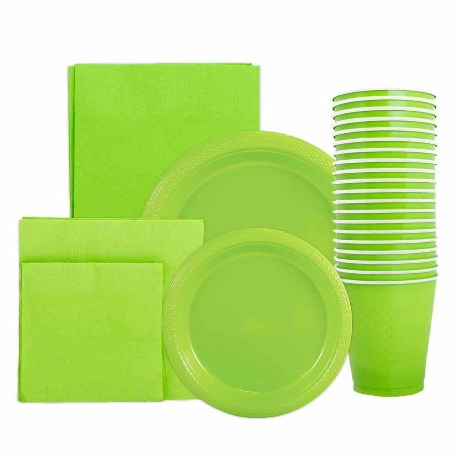 JAM PAPER Party Supply Assortment, Lime Green, Plates, Napkins, Cups & Tablecloth, 6/Pack (255PPGRES)