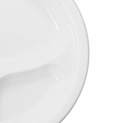JAM PAPER 3 Compartment Divided Plates, 10 1/4 inch, Plastic, White, 20/Pack  (10255CPGLS)
