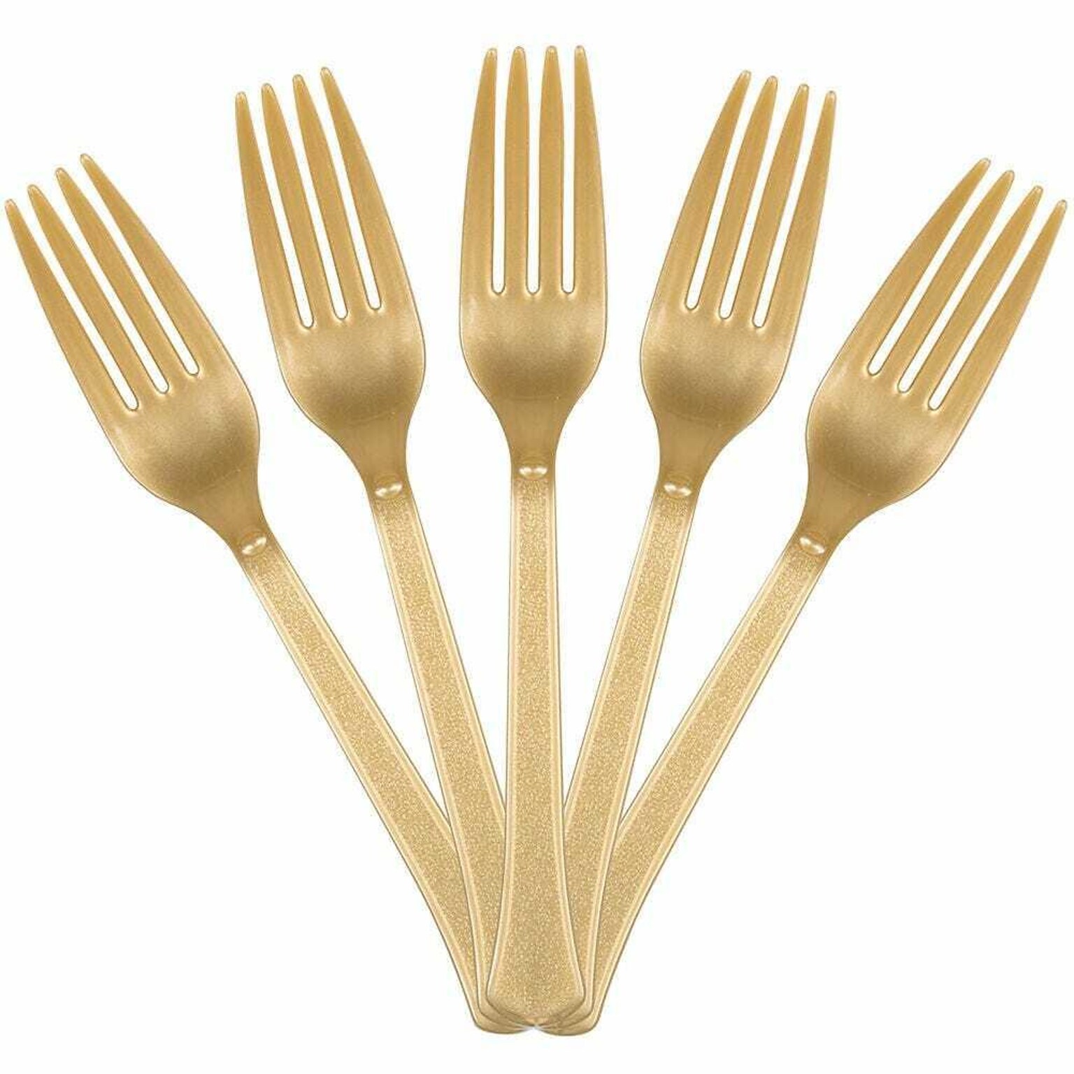 JAM PAPER Premium Disposable Forks, Gold, Plastic, 50/Pack (297F48GLS)