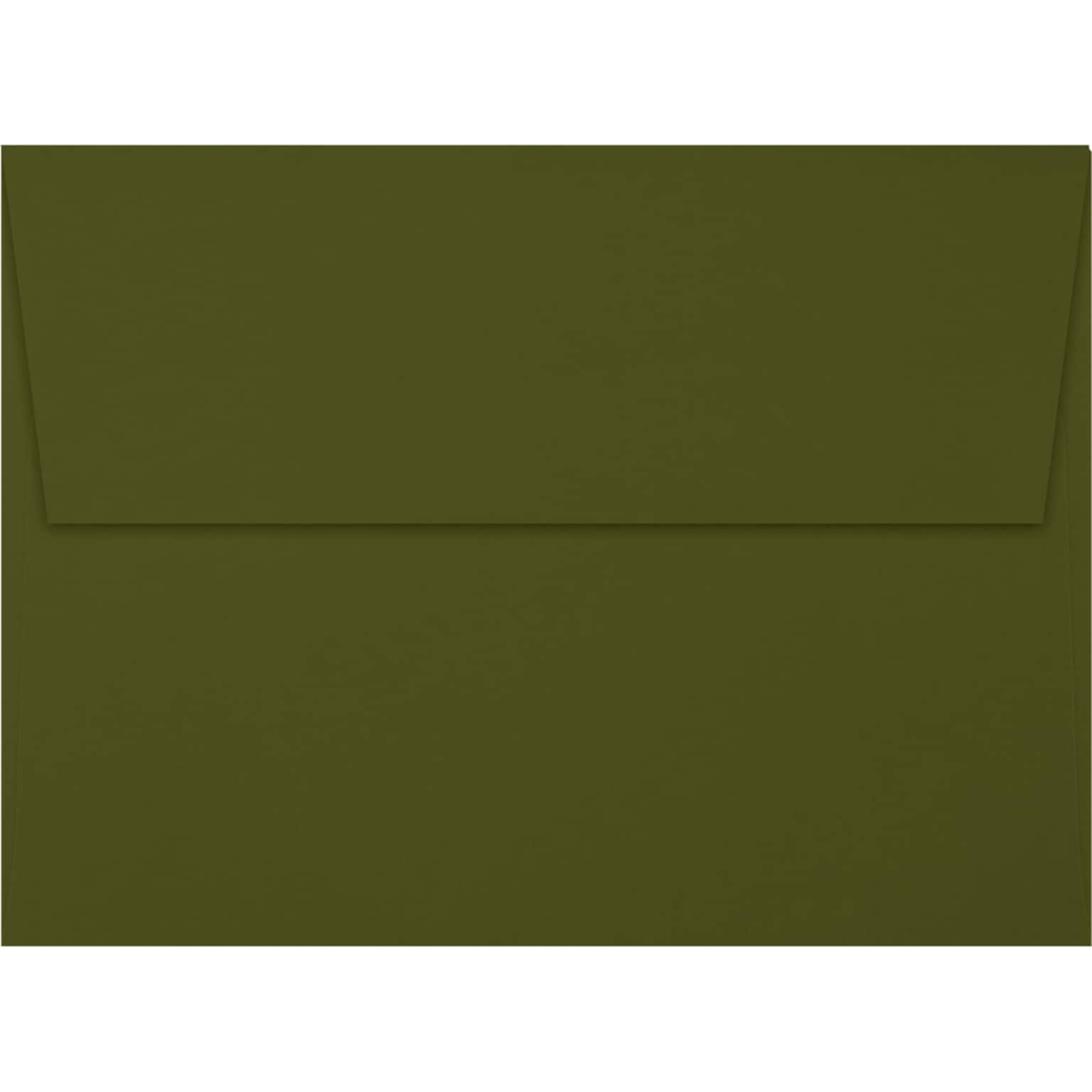 JAM Paper A6 Square Flap Envelopes, Peel & Press, 70lb, 4 3/4 x 6 1/2, Olive Green, 50 Pack (4875-81-50)