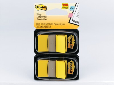 Post-it Flags, .94 Wide, Yellow, 100 Flags/Pack (680-YW2)