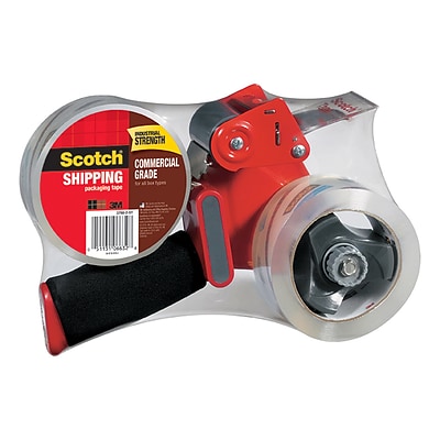 Scotch Commercial Grade Packaging Tape with Dispenser, 1.88 x 54.6 yds., Clear, 2 Rolls/Pack (3750-2-ST)