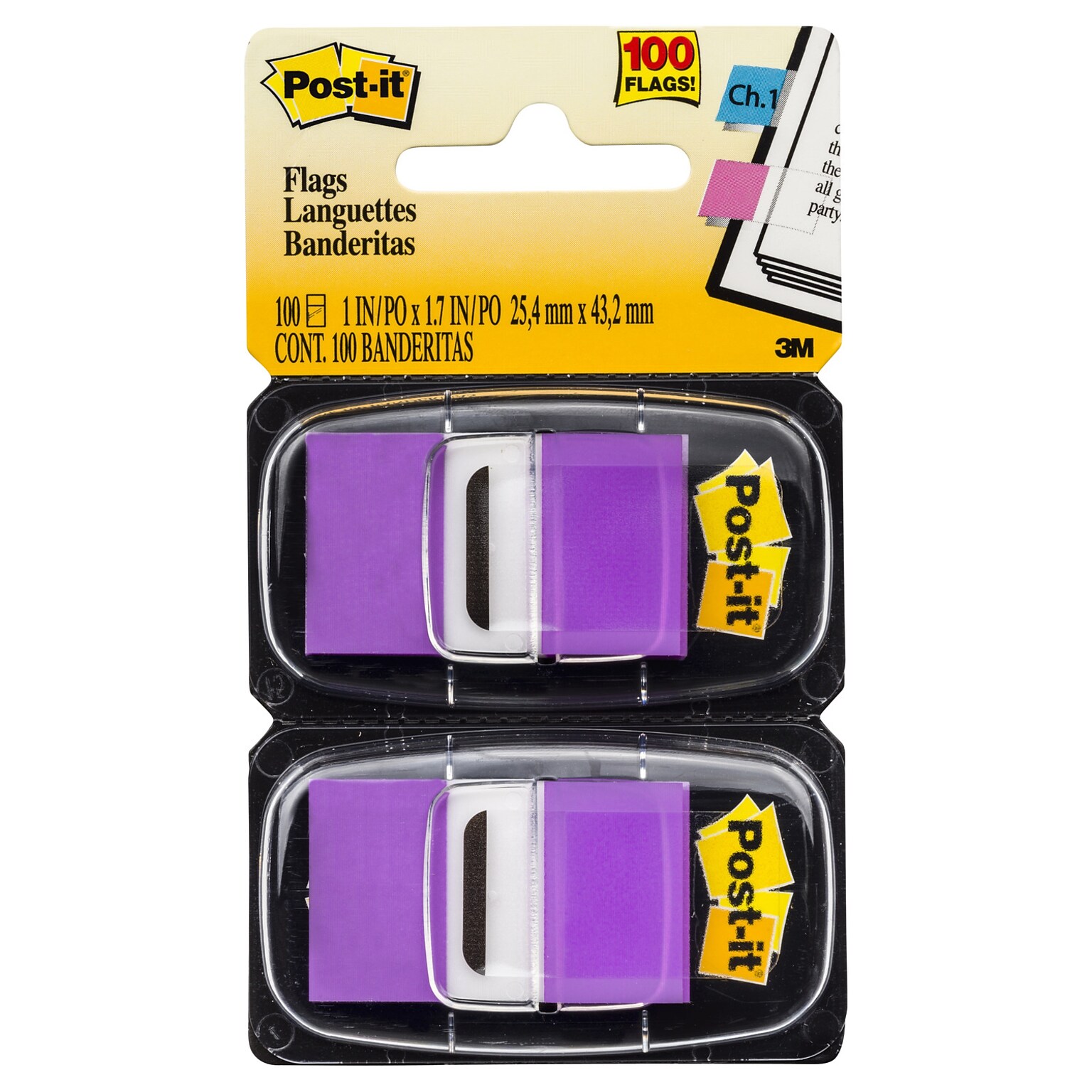 Post-it Flags, 1 Wide, Purple, 100 Flags/Pack (680-PE)