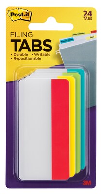 Post-it® Tabs, 3 Wide, Solid, Assorted Colors, 24 Tabs/Pack (686-ALYR3IN)