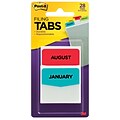 Post-it® Preprinted Month Tabs, 1 3/4 Wide, 4 Assorted Colors, 28 Tabs/Pack (686MONTH)