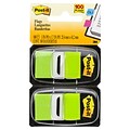 Post-it® Flags, 1 Wide, Green, 100 Flags/Pack (680-BG2)
