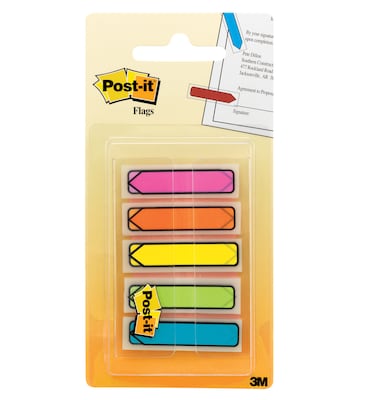 Post-it Arrow Flags, .47 Wide, Assorted Colors, 100 Flags/Pack (684-ARR2)