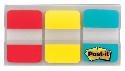 Post-it Tabs, 1 Wide, Solid, Assorted Colors, 66 Tabs/Pack (686-RYB)
