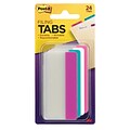 Post-it® Tabs, 3 Wide, Solid, Assorted Colors, 24 Tabs/Pack (686-PWAV3IN)