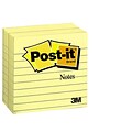 Post-it® Notes, 4 x 4, Canary Yellow, Lined, 300 Sheets/Pad, 2 Pads/Pack (675-YL-2PK)