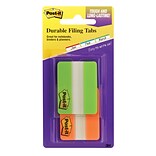 Post-it® Durable Tabs, 2 Wide, Green/Orange, 44 Tabs/Pack (686-2GO)