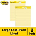Post-it® Super Sticky Easel Pad, 25 x 30, Yellow Paper with Lines, 30 Sheets/Pad, 2 Pads/Pack (561